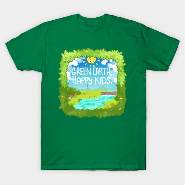 Green Earth Happy Kids T-Shirt by Ashmish